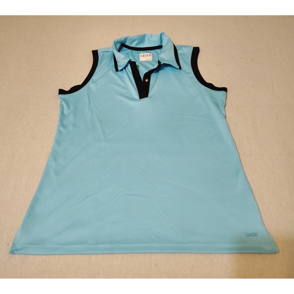 IZOD Performance Sleeveless Golf Polo Shirt Women's Aqua Blue Size Medium 3‎